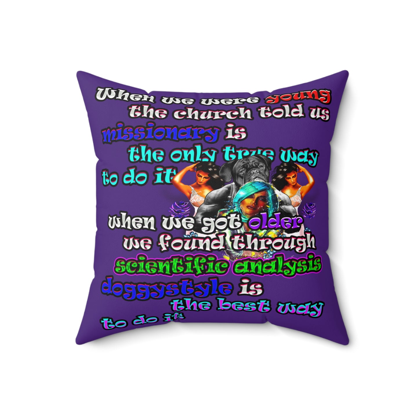 doggystyle - Spun Polyester Square Pillow - (purple)