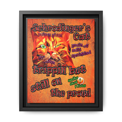 schrodinger's cat - framed canvas art (burnt orange)