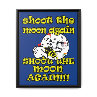 shoot the moon again - framed canvas art (dark blue)