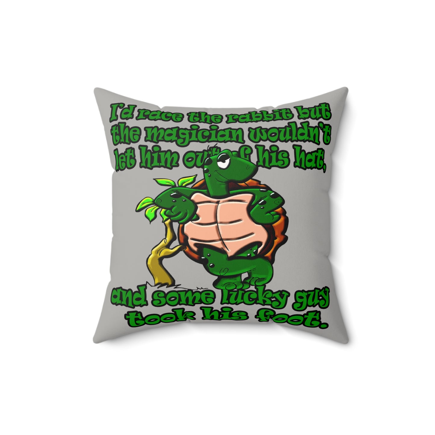 turtle race - Faux Suede Square Pillow - (light grey)