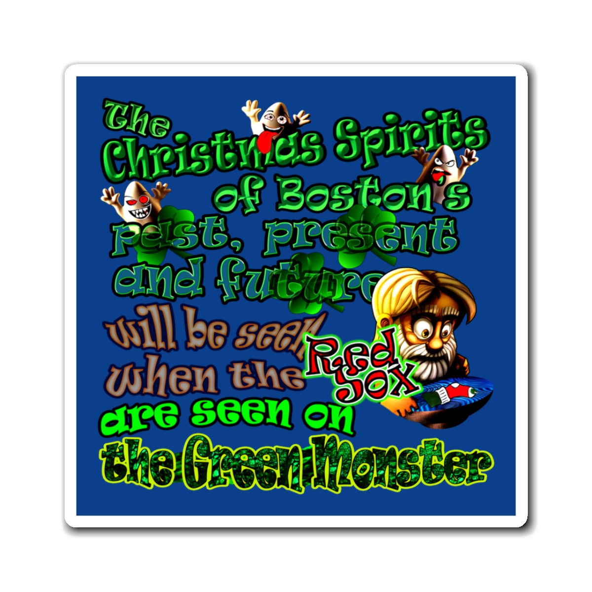 christmas spirits of boston - Magnets - (dark blue)