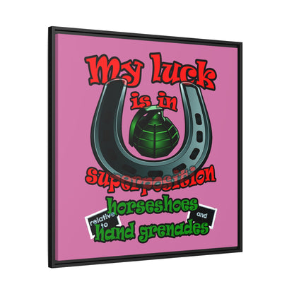 my luck - framed canvas art (light pink)