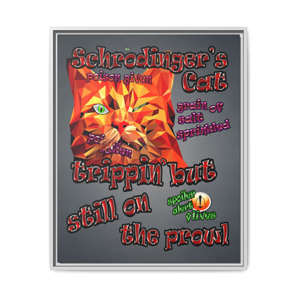 schrodinger's cat - framed canvas art (grey-light grey)