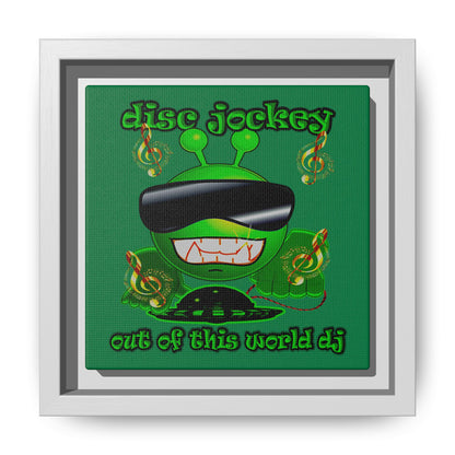 disc jockey - framed canvas art (dark green)