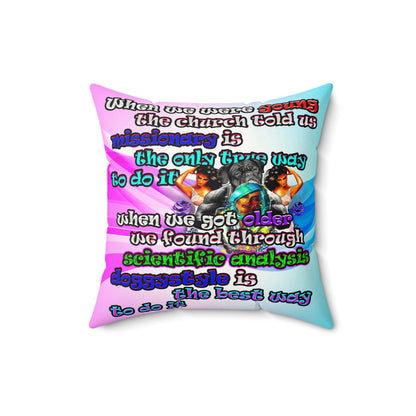 doggystyle - Faux Suede Square Pillow - (light blue-pink wave)