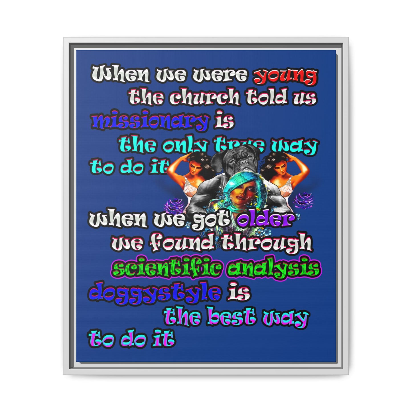 doggystyle - framed canvas art (dark blue)