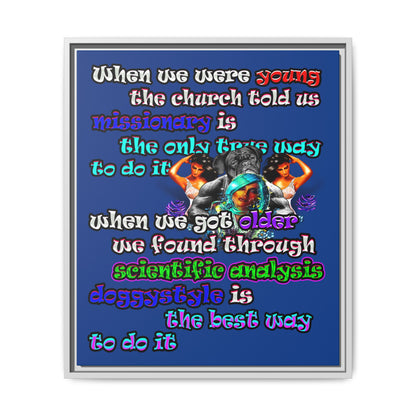 doggystyle - framed canvas art (dark blue)