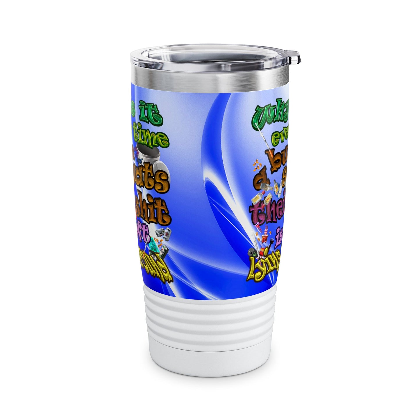 the bum's shit - Ringneck Tumbler, 20oz (blue-white wave)