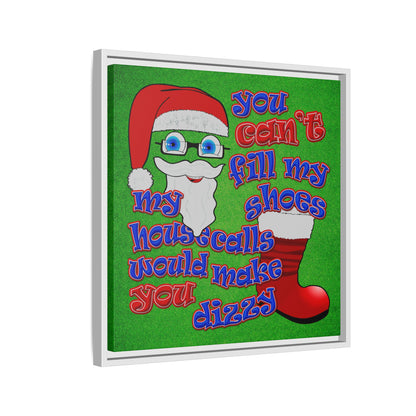 santa's shoes - framed canvas art (green turf)