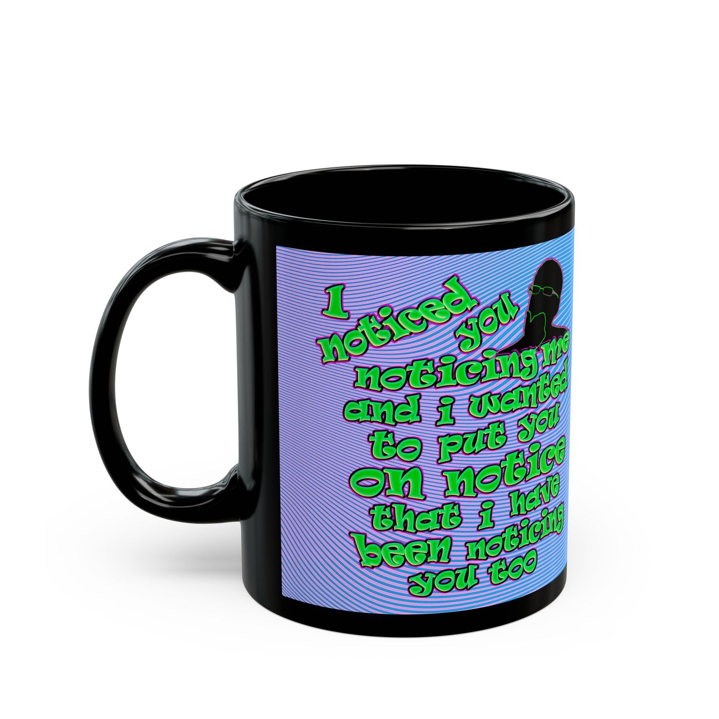 noticed you noticing - Black Mug (light blue-purple wave)