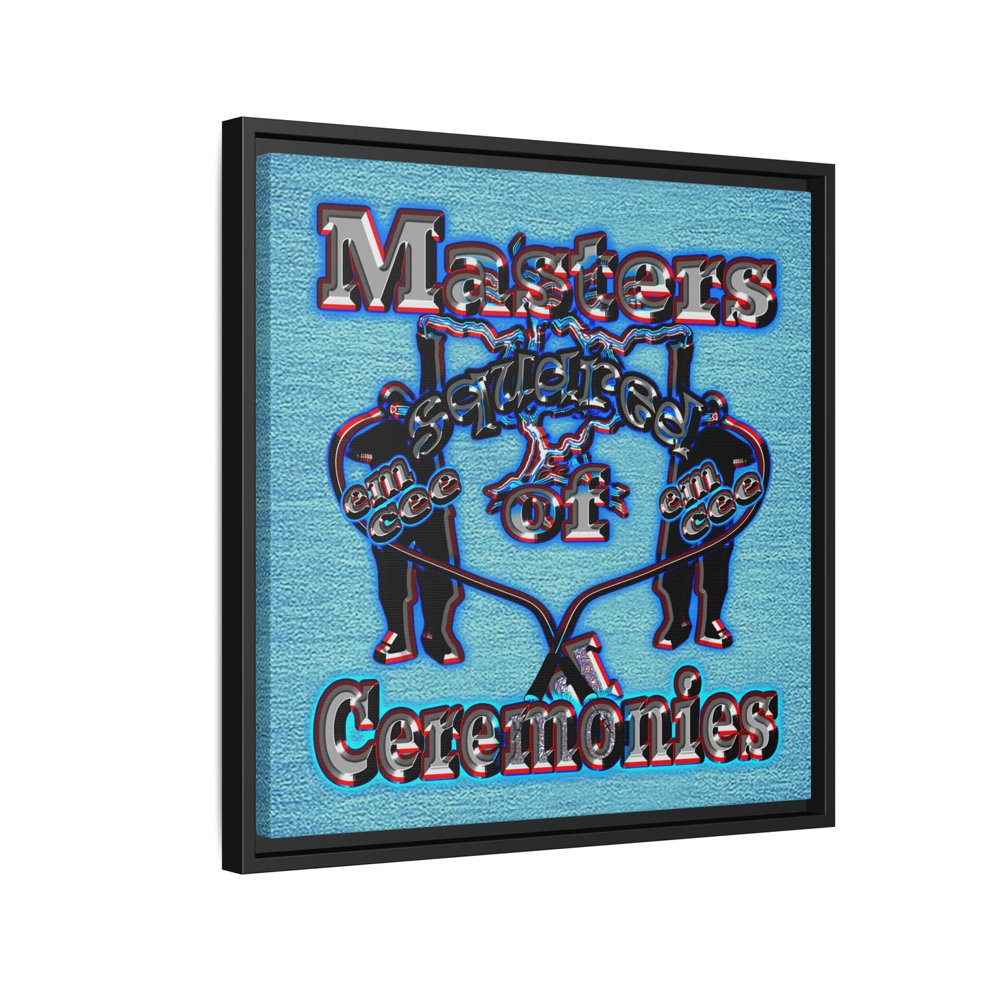 em cee squared - framed canvas art (faded blue)