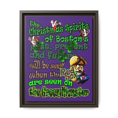 christmas spirits of boston - framed canvas art (purple)