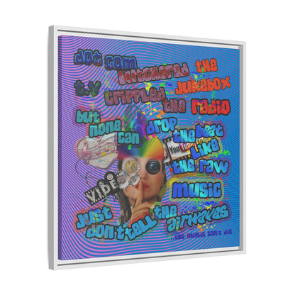 drop the beat - framed canvas art (light blue-purple wave)
