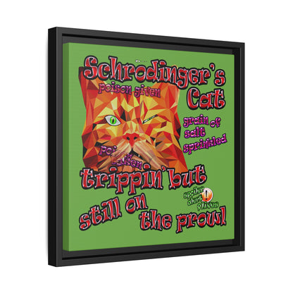 schrodinger's cat - framed canvas art (green)