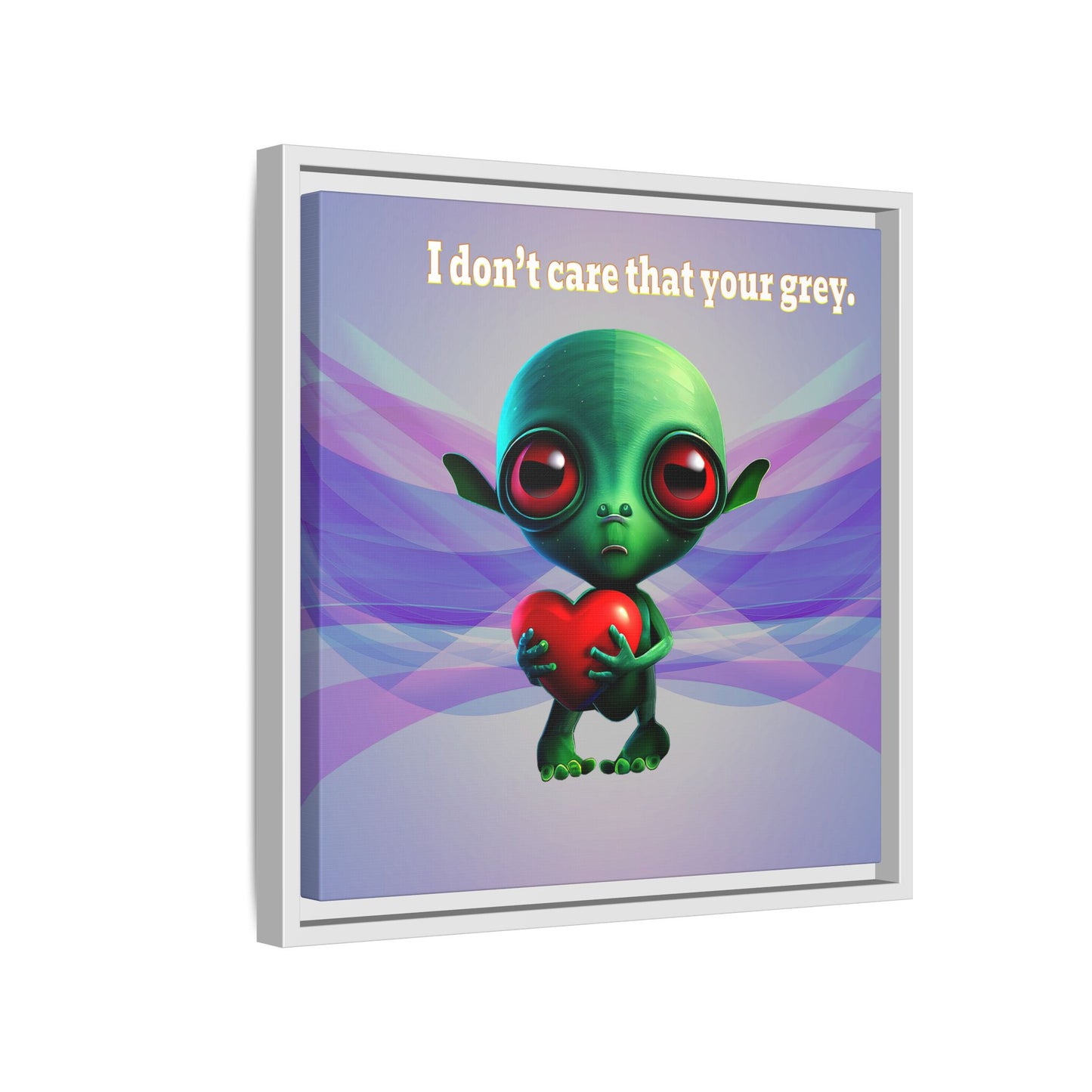 I don't care that your grey - framed canvas art (light blue-pink wave)