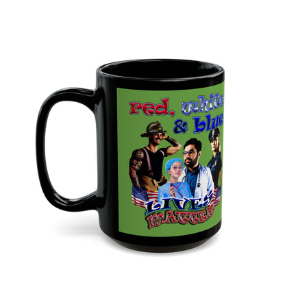rw&b lives matter - Black Mug (green)