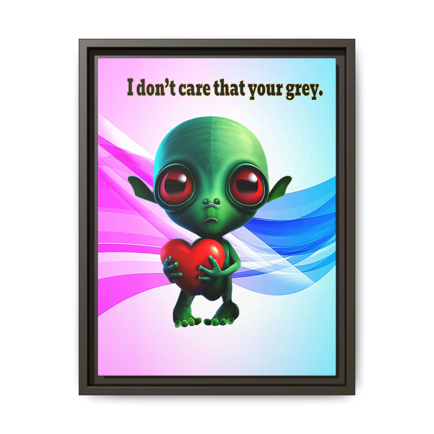 I don't care that your grey - framed canvas art (light blue-pink wave)