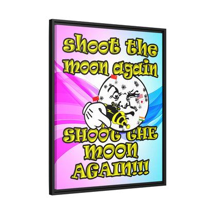 shoot the moon again - framed canvas art (light blue-pink wave)