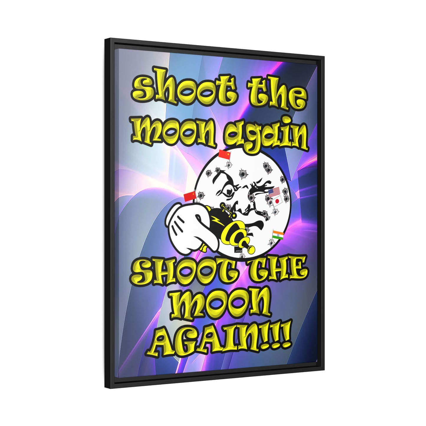 shoot the moon again - framed canvas art (grey-pink wave)