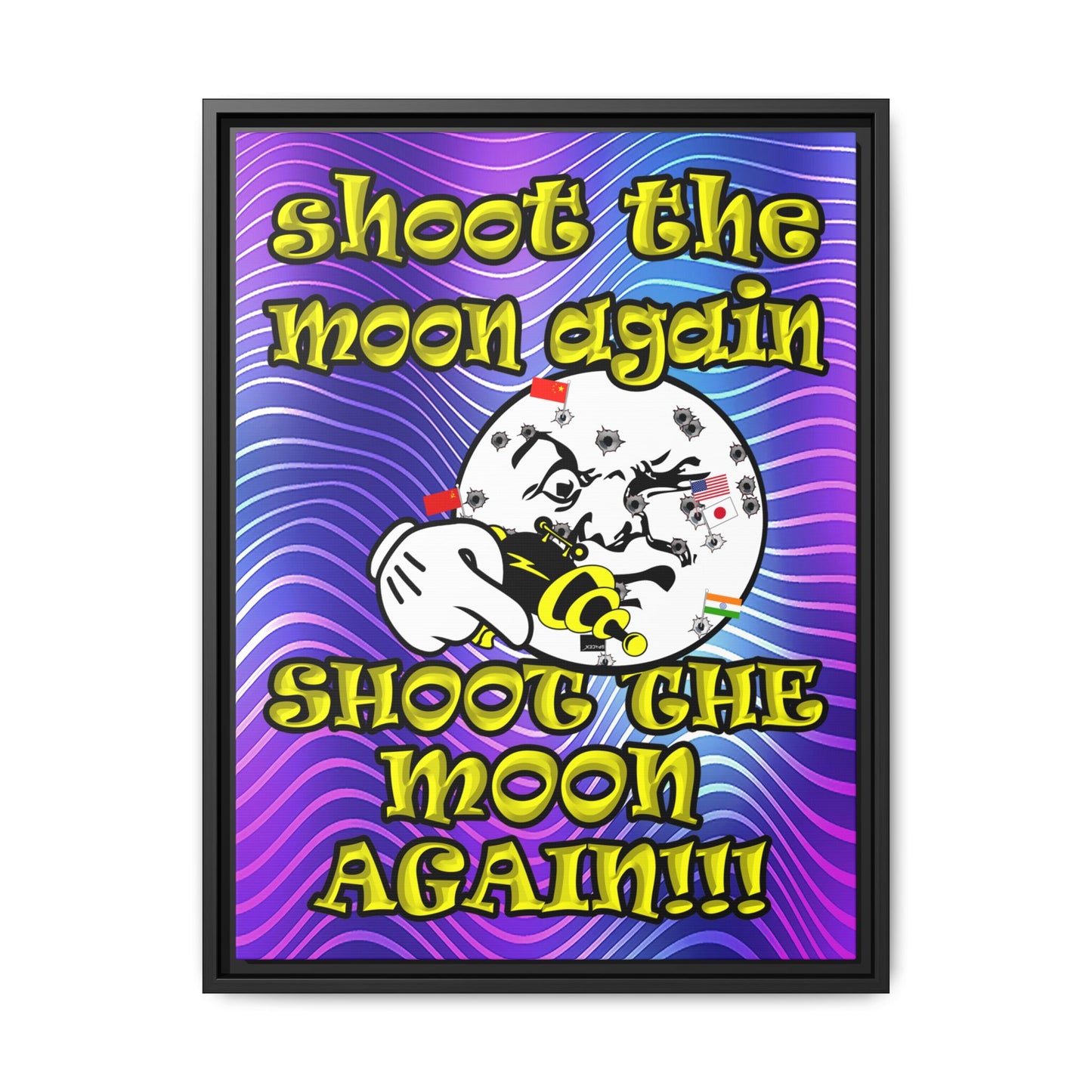 shoot the moon again - framed canvas art (purple wave)