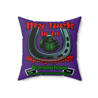my luck - Spun Polyester Square Pillow - (purple)