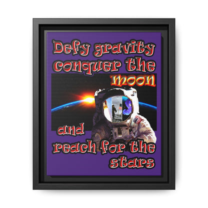 defy conquer reach - framed canvas art (purple)
