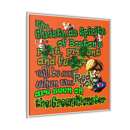 christmas spirits of boston - framed canvas art (orange)