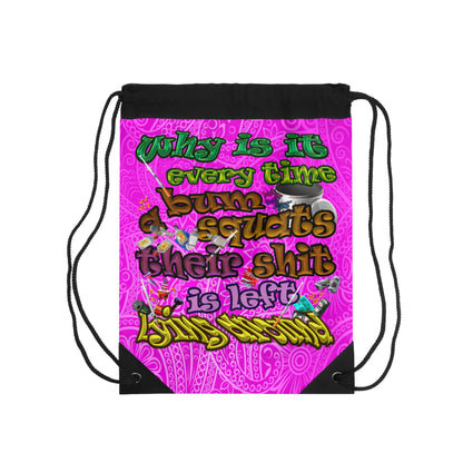 the bum's shit - Drawstring Bag (pink swirl)