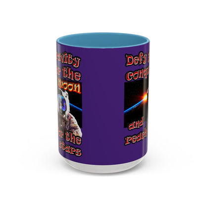 defy conquer reach - Accent Mug (purple)