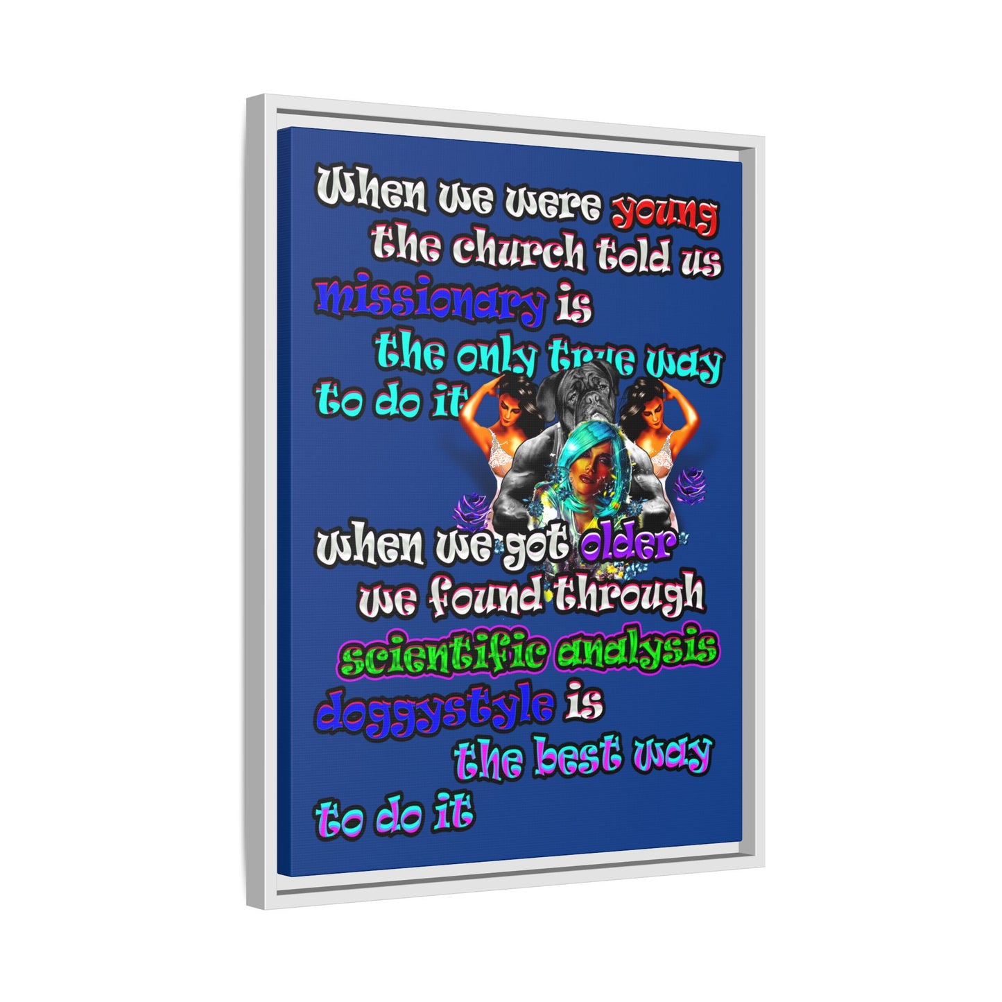 doggystyle - framed canvas art (dark blue)
