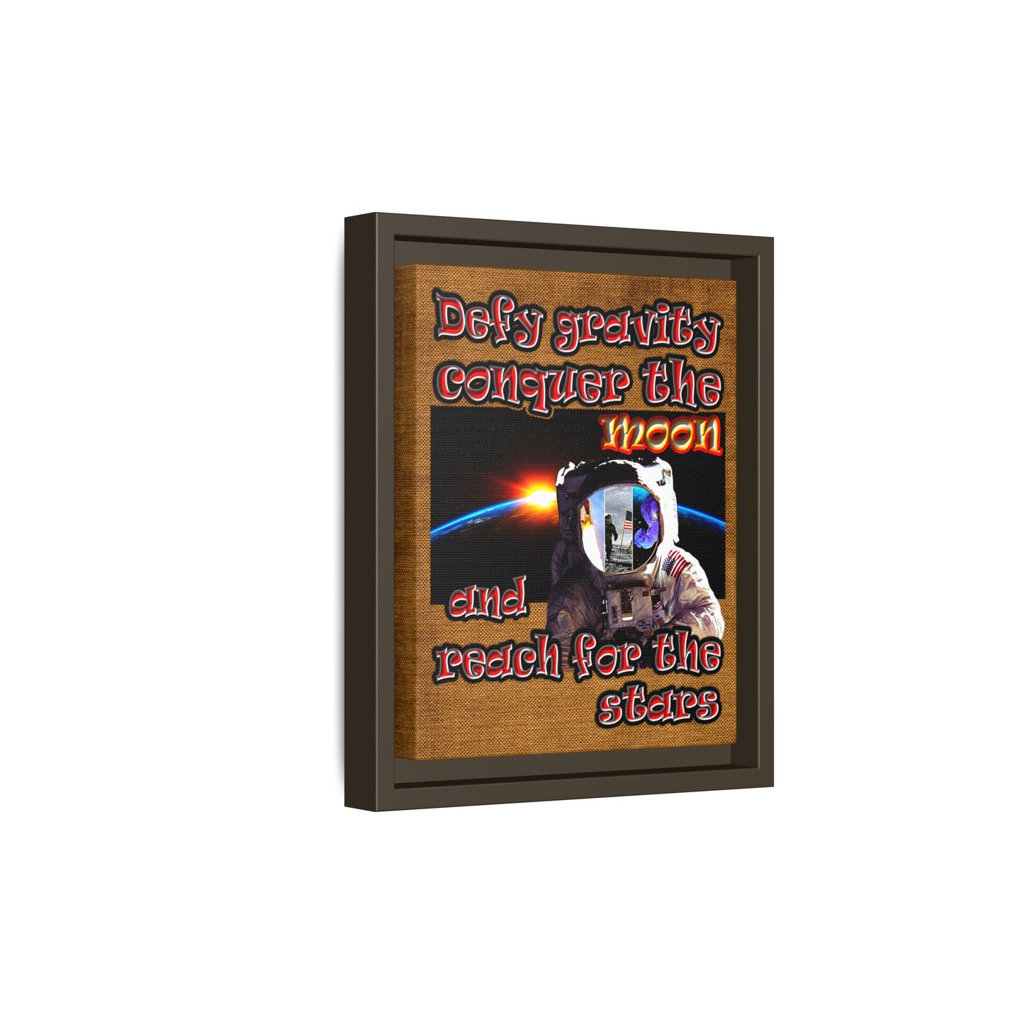 defy conquer reach - framed canvas art (brown papyrus)
