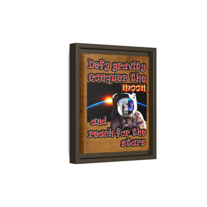 defy conquer reach - framed canvas art (brown papyrus)