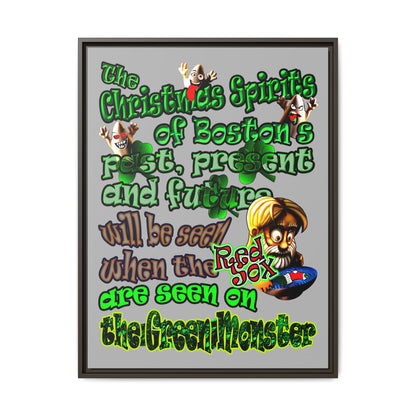 christmas spirits of boston - framed canvas art (light grey)