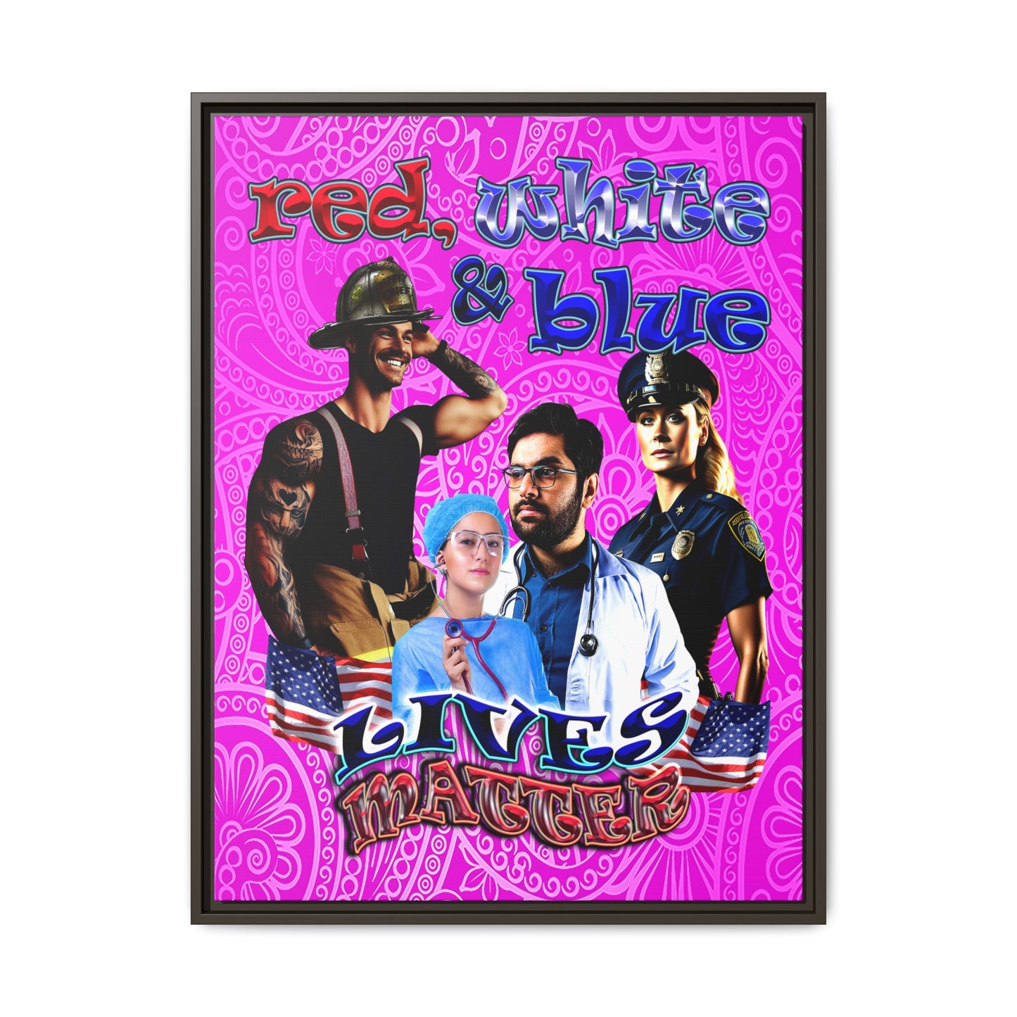 rw&b lives matter - framed canvas art (pink swirl)