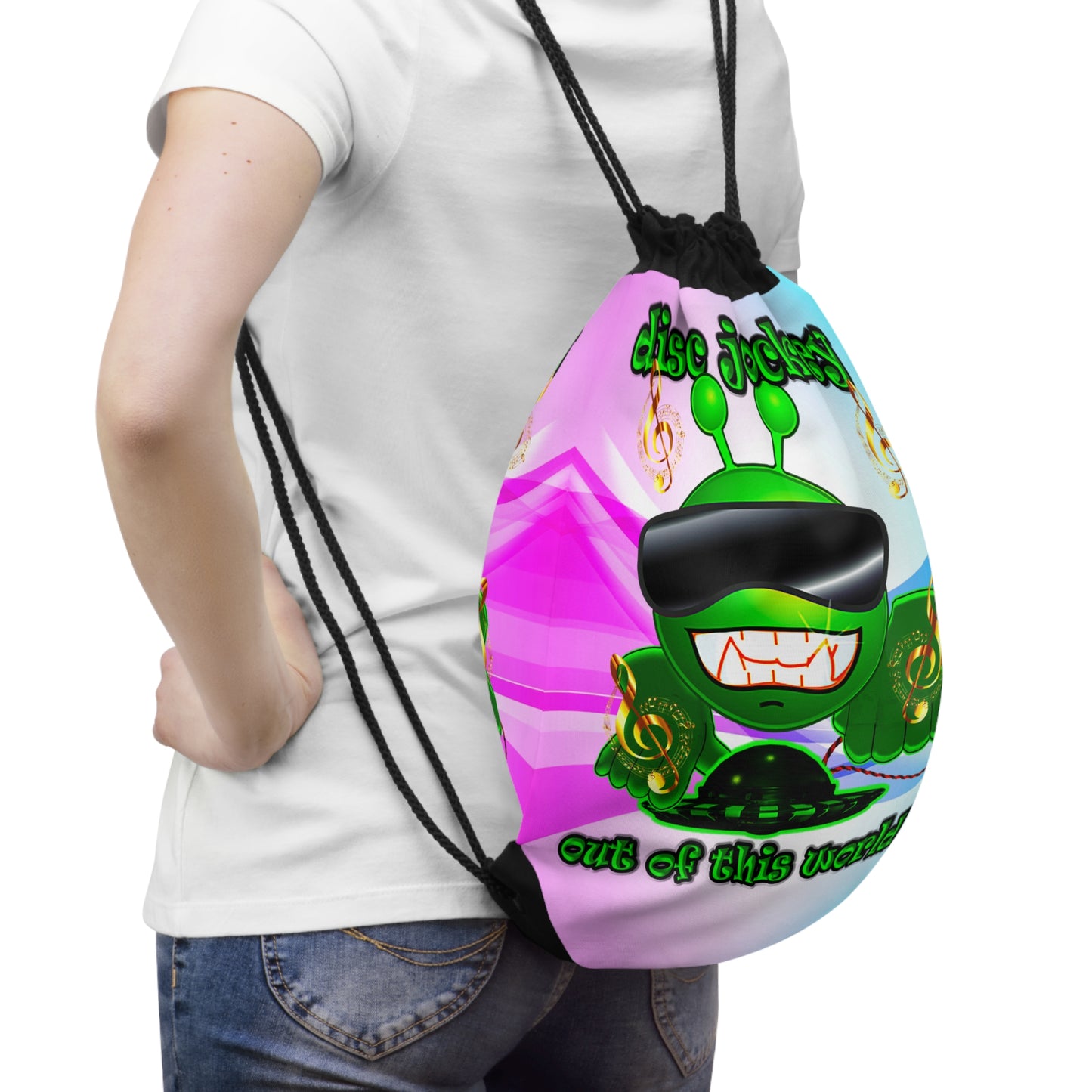 disc jockey - Drawstring Bag (light blue-pink wave)