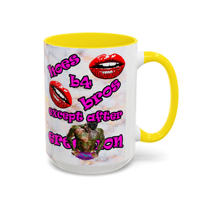 hoes b4 bros - Accent Mug (white marble)