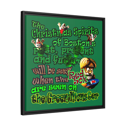 christmas spirits of boston - framed canvas art (dark green)