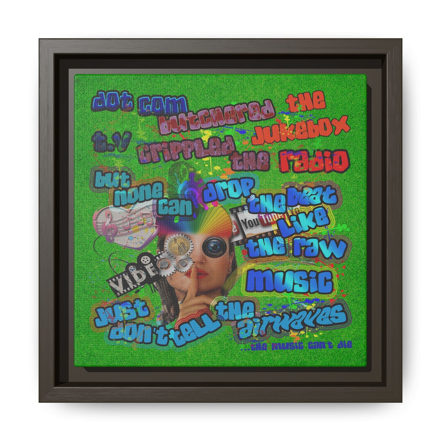 drop the beat - framed canvas art (green turf)