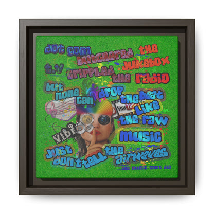 drop the beat - framed canvas art (green turf)