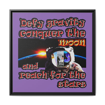 defy conquer reach - framed canvas art (light purple)