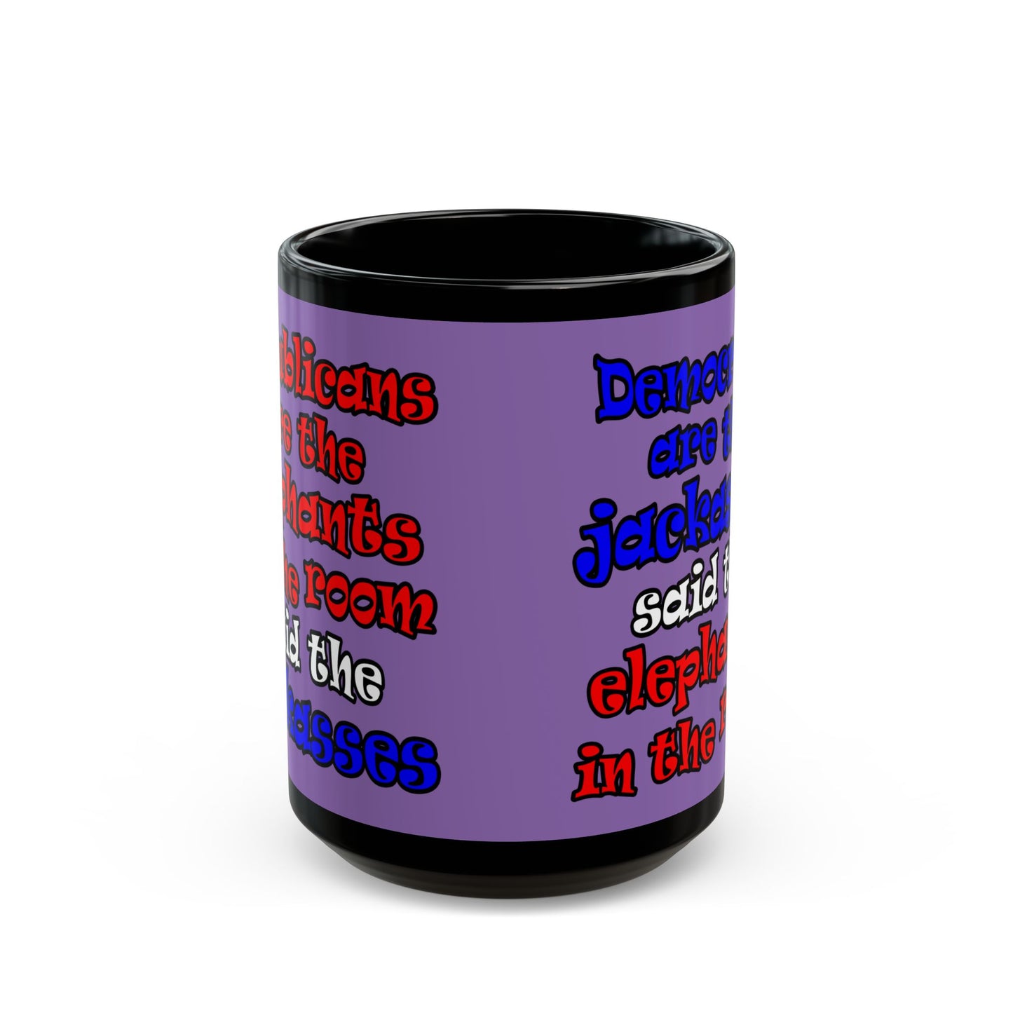 donkeys and elephants - Black Mug (light purple)