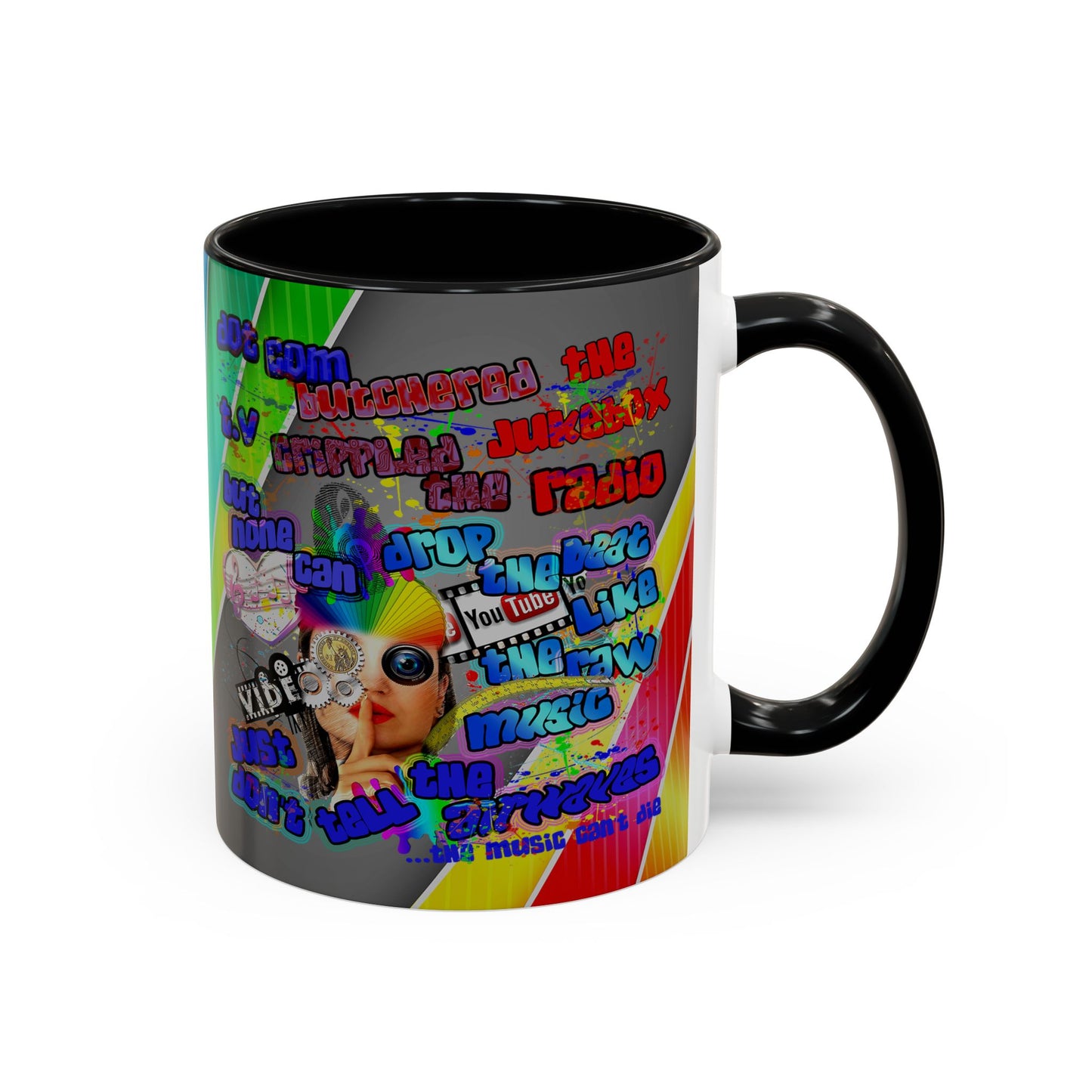 drop the beat - Accent Mug (rainbow split)