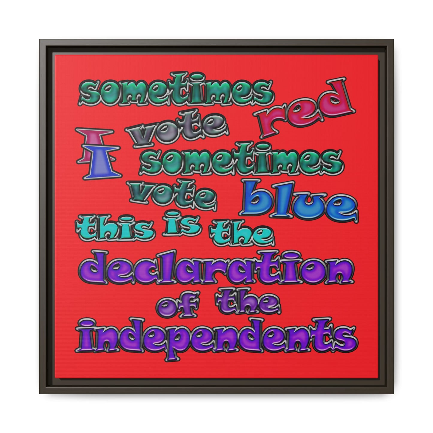 declaration of the independents - framed canvas art (red)