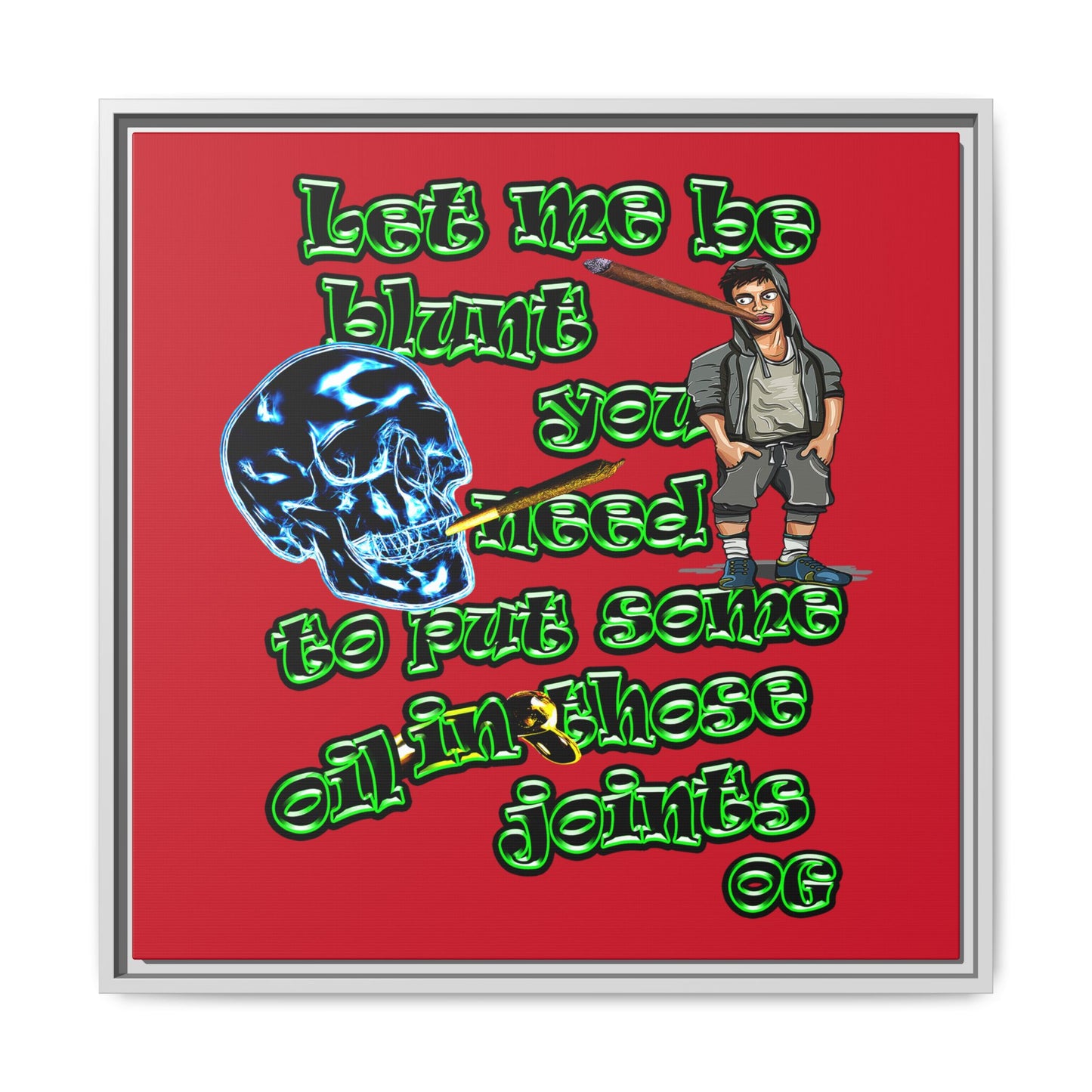og - framed canvas art (dark red)