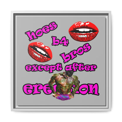 hoes b4 bros - framed canvas art (light grey)