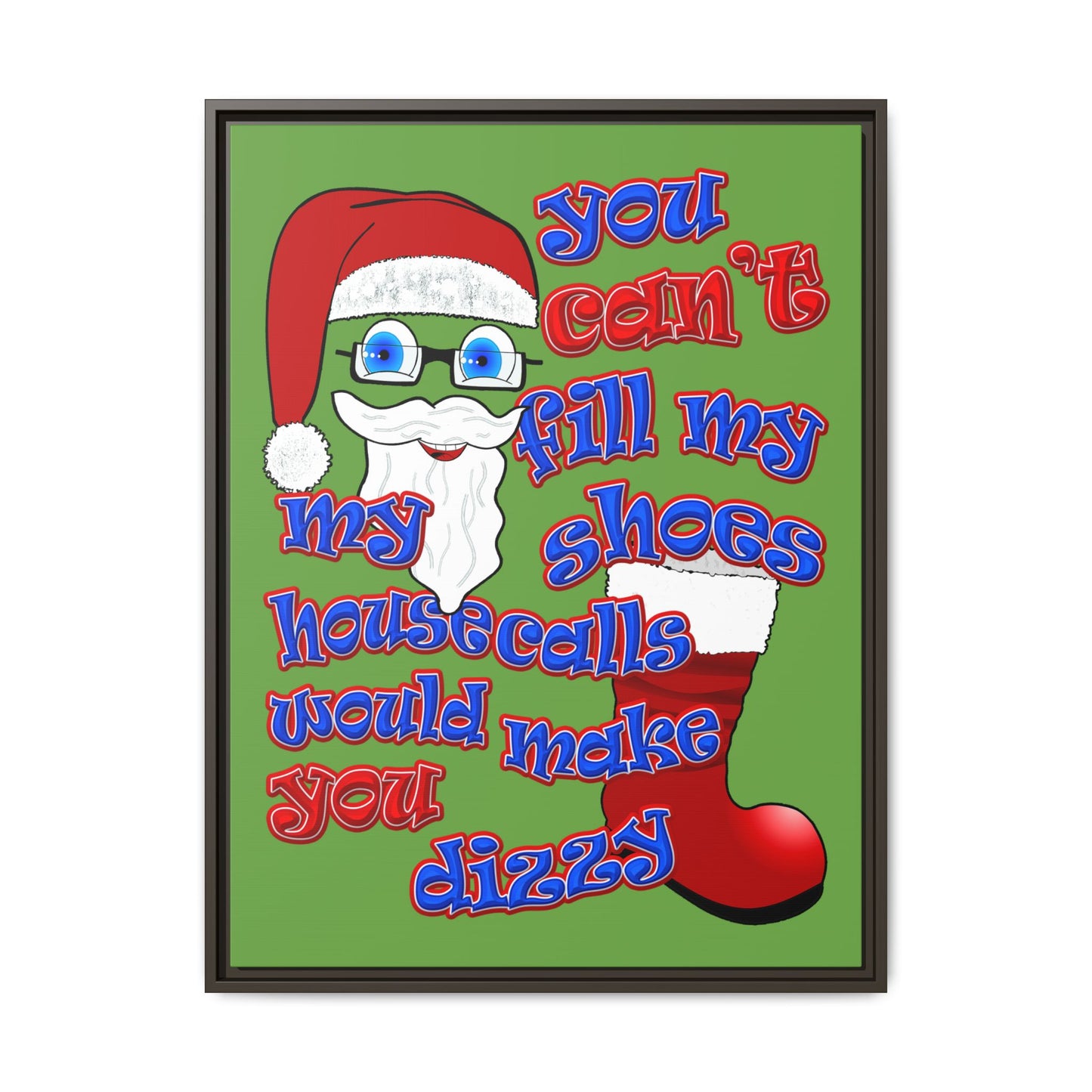 santa's shoes - framed canvas art (green)