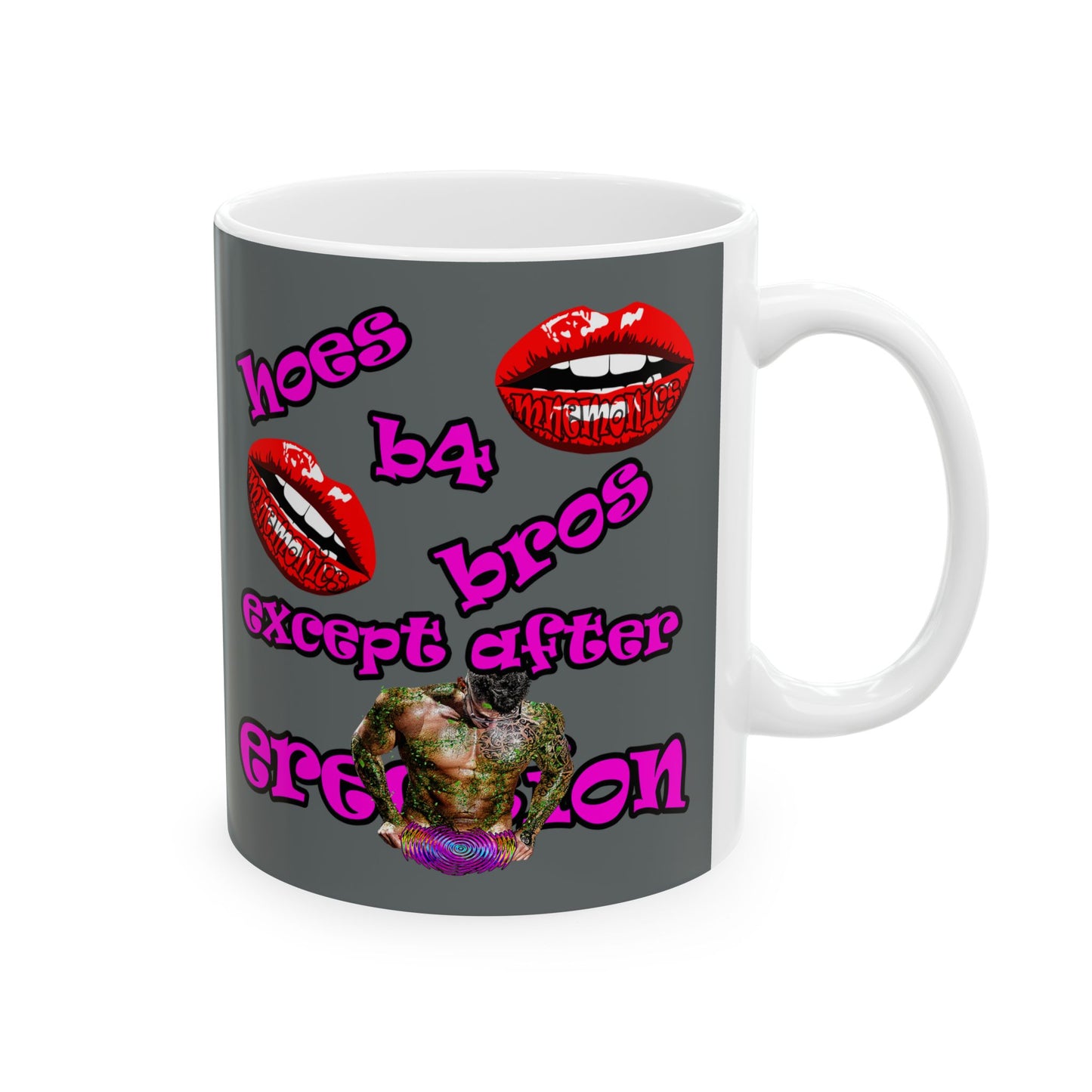 hoes b4 bros - White Mug (dark grey)