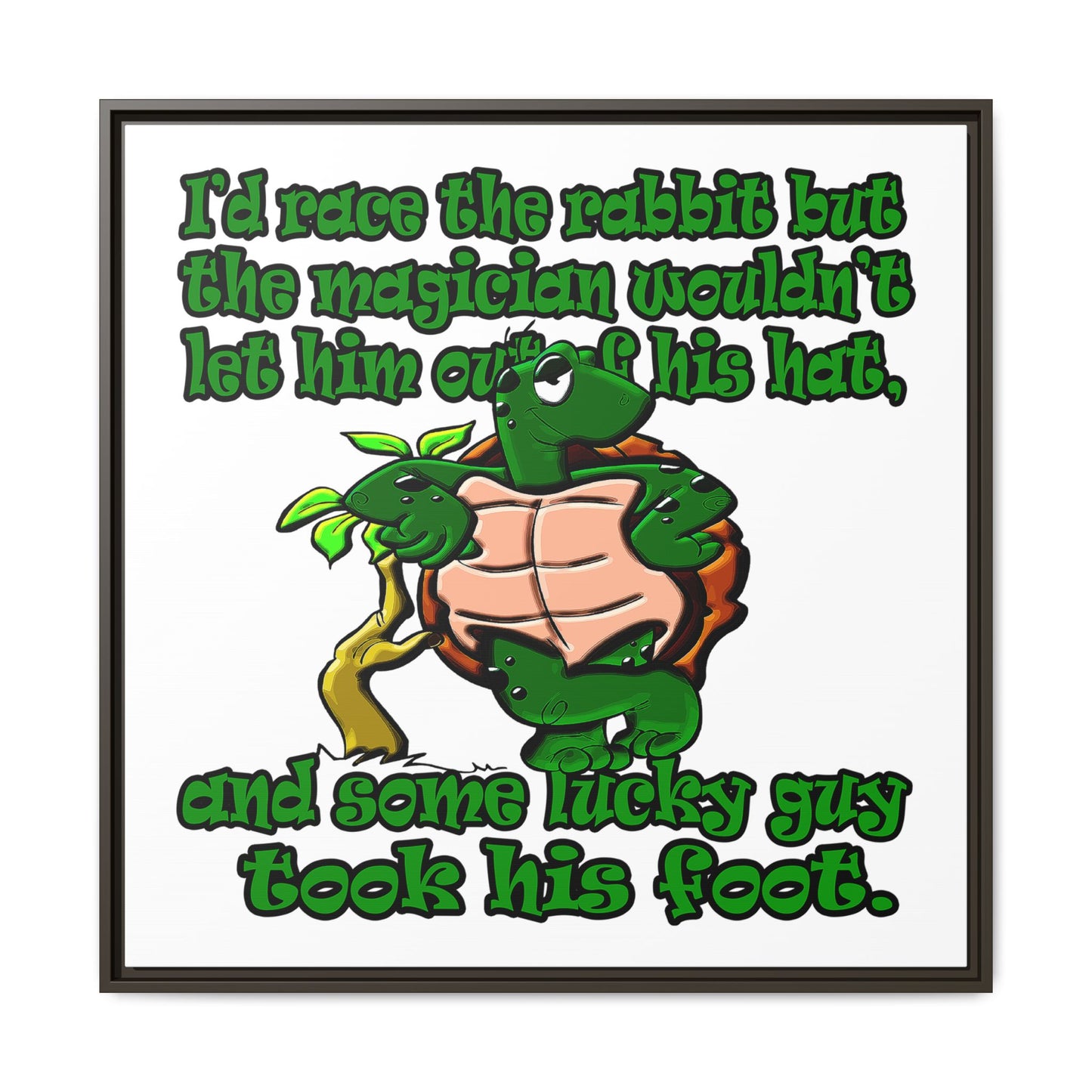 turtle race - framed canvas art (white)