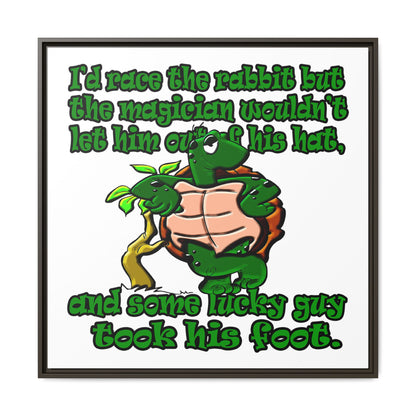 turtle race - framed canvas art (white)