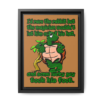 turtle race - framed canvas art (light brown)